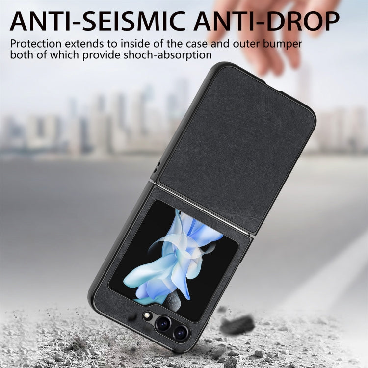 Retro Leather Shockproof Phone Case, For Samsung Galaxy Z Flip6 / Flip7 FE, For Samsung Galaxy Z Flip5 5G