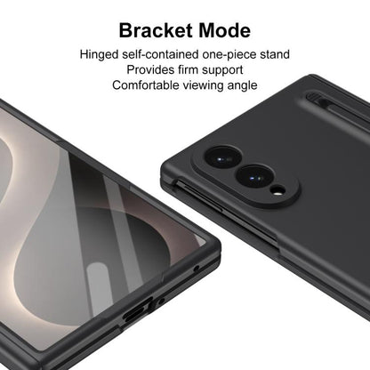 Long Chi Grain Leather Shockproof Phone Case, No Pen, For Galaxy Z Fold8 5G, For Galaxy Z Fold8 Ultra 5G, For Galaxy Z Fold7 5G, For Galaxy Z Fold6 5G, For Galaxy Z Fold5 5G