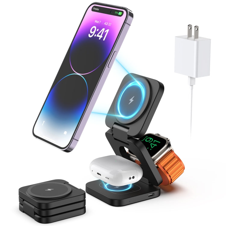 KU XIU X55 Magnetic Wireless Fast Charge Folding 3-in-1 for Apple Wireless Charging Base