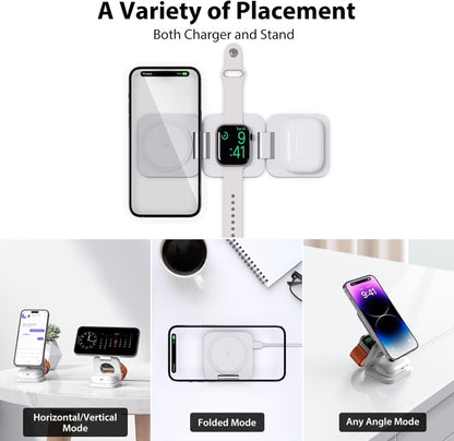 KU XIU X55 Magnetic Wireless Fast Charge Folding 3-in-1 for Apple Wireless Charging Base