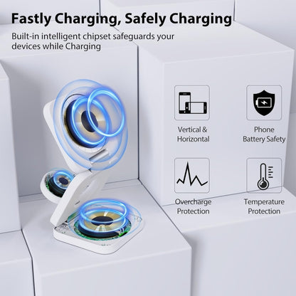 KU XIU X55 Magnetic Wireless Fast Charge Folding 3-in-1 for Apple Wireless Charging Base