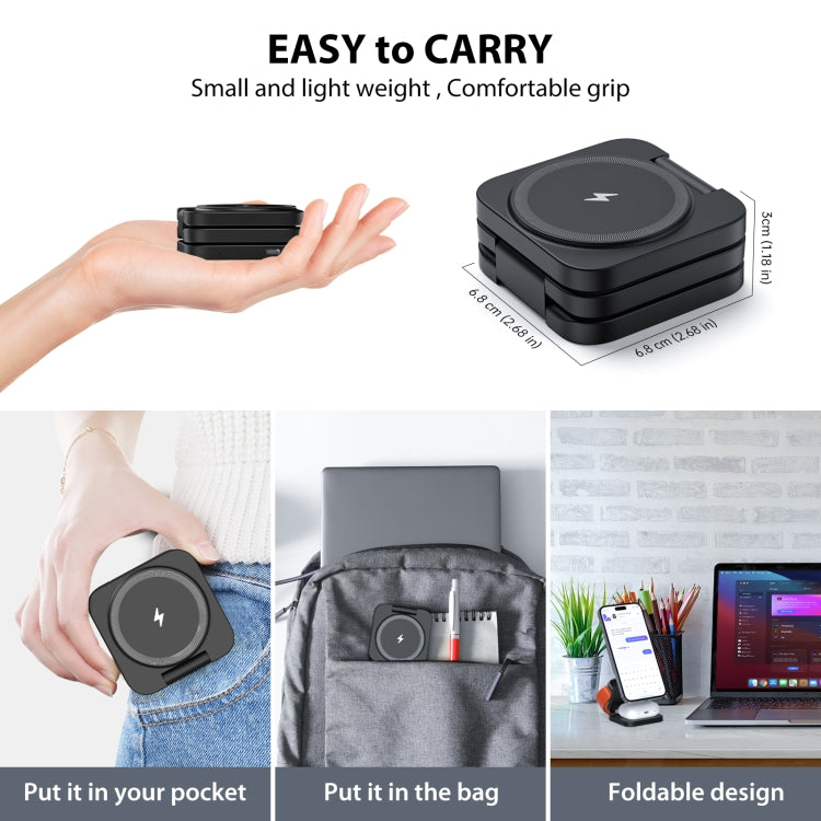 KU XIU X55 Magnetic Wireless Fast Charge Folding 3-in-1 for Apple Wireless Charging Base