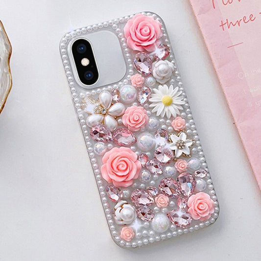 Rose Hand-set Diamond PC Phone Case, For iPhone XR, For iPhone XS Max, For iPhone X / XS, For iPhone 7 Plus / 8 Plus, For iPhone 7 / 8
