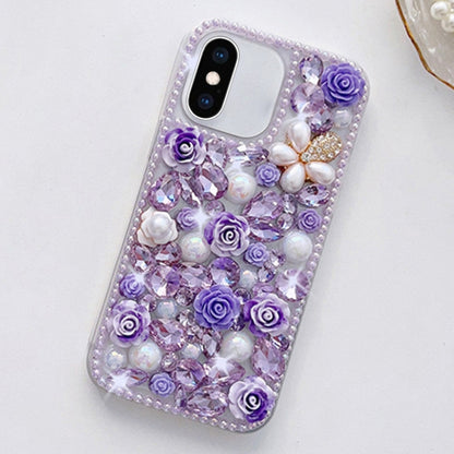 Rose Hand-set Diamond PC Phone Case, For iPhone XR, For iPhone XS Max, For iPhone X / XS, For iPhone 7 Plus / 8 Plus, For iPhone 7 / 8