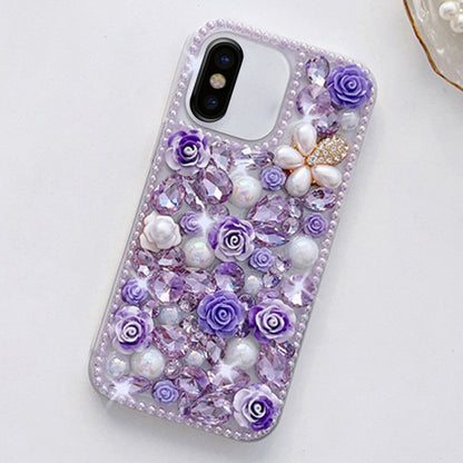 Rose Hand-set Diamond PC Phone Case, For iPhone XR, For iPhone XS Max, For iPhone X / XS, For iPhone 7 Plus / 8 Plus, For iPhone 7 / 8