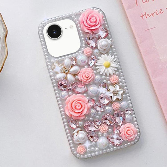 Rose Hand-set Diamond PC Phone Case, For iPhone 16e, For iPhone 16 Pro Max, For iPhone 16 Pro, For iPhone 16 Plus, For iPhone 16, For iPhone 15 Pro Max, For iPhone 15 Pro, For iPhone 15 Plus, For iPhone 15, For iPhone 14 Plus, For iPhone 14������������...