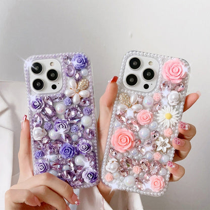 Rose Hand-set Diamond PC Phone Case, For iPhone XR, For iPhone XS Max, For iPhone X / XS, For iPhone 7 Plus / 8 Plus, For iPhone 7 / 8