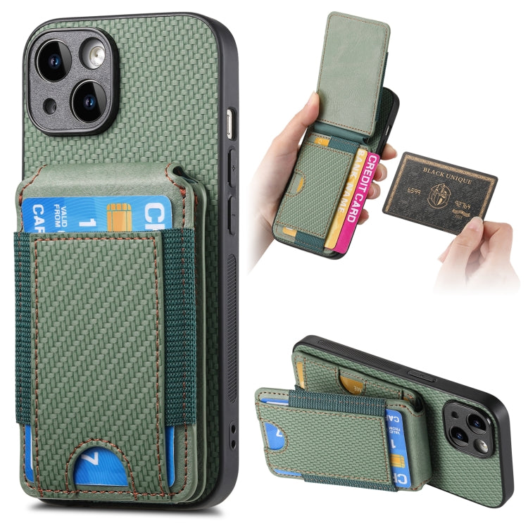 Carbon Fiber Vertical Flip Wallet Stand Phone Case