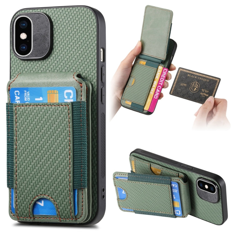 Carbon Fiber Vertical Flip Wallet Stand Phone Case, For iPhone XR, For iPhone XS Max, For iPhone 7 Plus / 8 Plus, For iPhone 6 Plus / 6s Plus