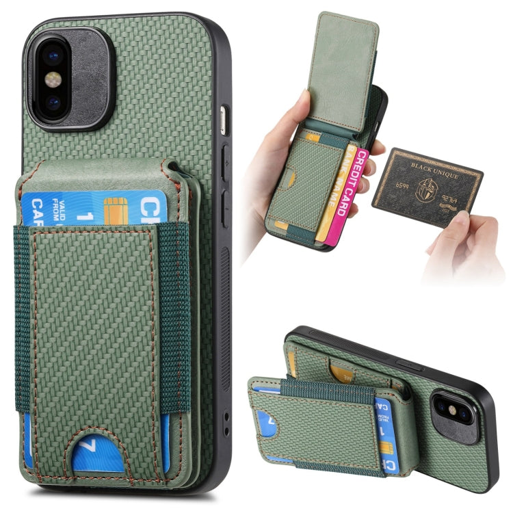 Carbon Fiber Vertical Flip Wallet Stand Phone Case, For iPhone 11 Pro Max, For iPhone 11, For iPhone 11 Pro, For iPhone X / XS
