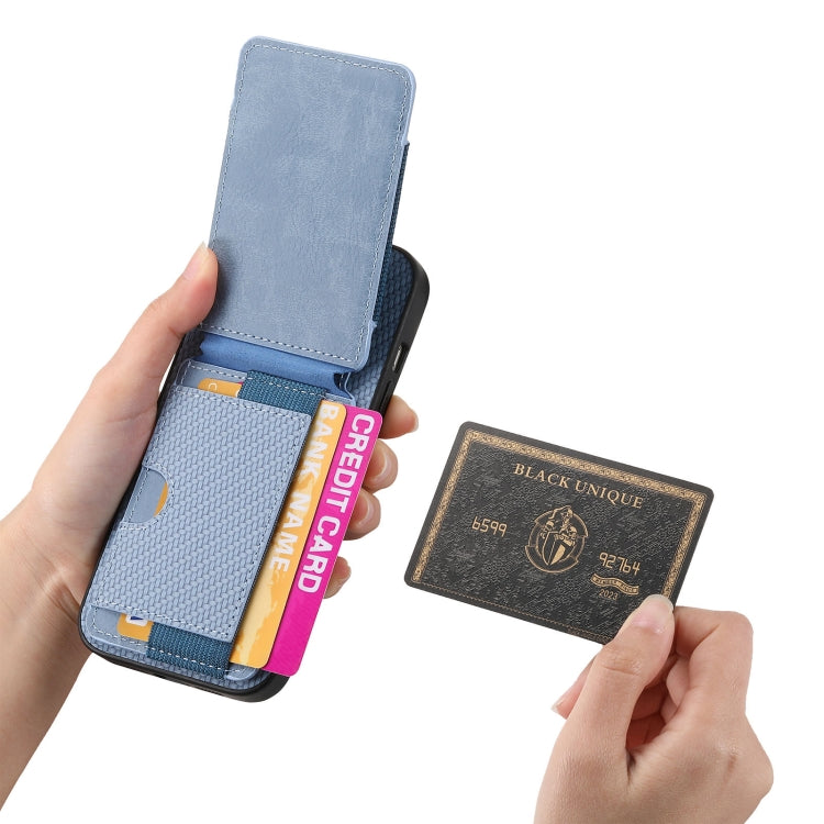 Carbon Fiber Vertical Flip Wallet Stand Phone Case