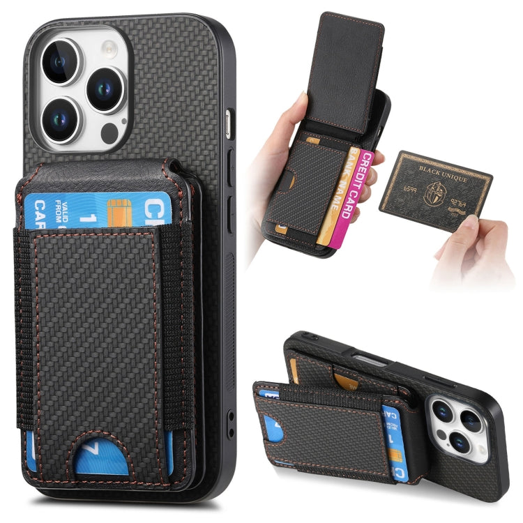 Carbon Fiber Vertical Flip Wallet Stand Phone Case