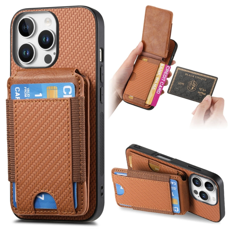 Carbon Fiber Vertical Flip Wallet Stand Phone Case