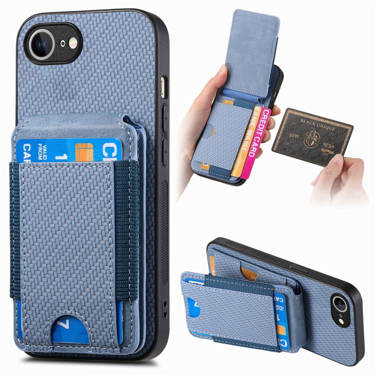 Carbon Fiber Vertical Flip Wallet Stand Phone Case