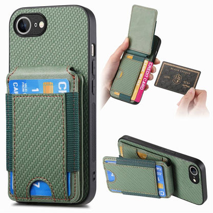 Carbon Fiber Vertical Flip Wallet Stand Phone Case, For iPhone 18 Pro / 17 Pro, For iPhone 18 Pro Max / 17 Pro Max, For iPhone 17e / 16e, For iPhone 17