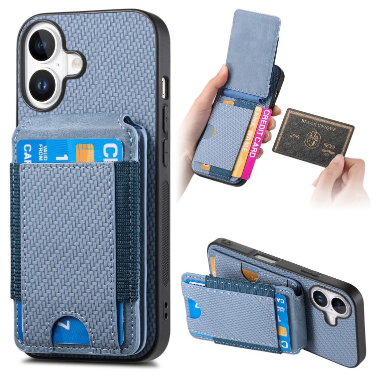Carbon Fiber Vertical Flip Wallet Stand Phone Case, For iPhone 18 Pro / 17 Pro, For iPhone 18 Pro Max / 17 Pro Max, For iPhone 17e / 16e, For iPhone 17