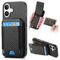 Carbon Fiber Vertical Flip Wallet Stand Phone Case, For iPhone 18 Pro / 17 Pro, For iPhone 18 Pro Max / 17 Pro Max, For iPhone 17e / 16e, For iPhone 17