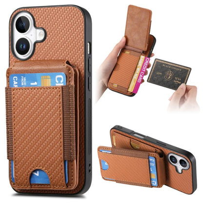 Carbon Fiber Vertical Flip Wallet Stand Phone Case, For iPhone 18 Pro / 17 Pro, For iPhone 18 Pro Max / 17 Pro Max, For iPhone 17e / 16e, For iPhone 17
