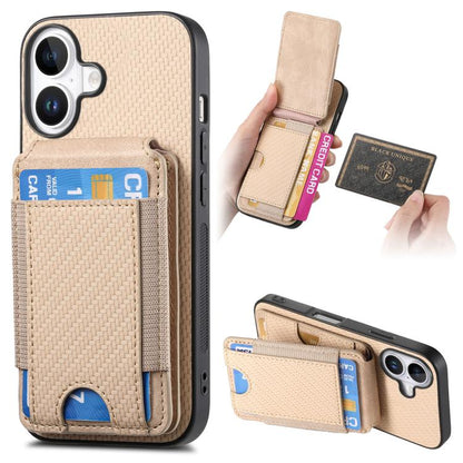 Carbon Fiber Vertical Flip Wallet Stand Phone Case, For iPhone 18 Pro / 17 Pro, For iPhone 18 Pro Max / 17 Pro Max, For iPhone 17e / 16e, For iPhone 17