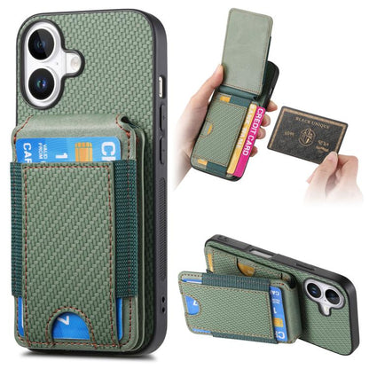 Carbon Fiber Vertical Flip Wallet Stand Phone Case, For iPhone 18 Pro / 17 Pro, For iPhone 18 Pro Max / 17 Pro Max, For iPhone 17e / 16e, For iPhone 17
