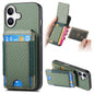 Carbon Fiber Vertical Flip Wallet Stand Phone Case, For iPhone 18 Pro / 17 Pro, For iPhone 18 Pro Max / 17 Pro Max, For iPhone 17e / 16e, For iPhone 17