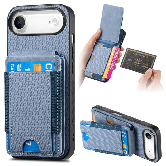 Carbon Fiber Vertical Flip Wallet Stand Phone Case, For iPhone Air, For iPhone 16 Pro Max, For iPhone 16 Pro, For iPhone 16 Plus