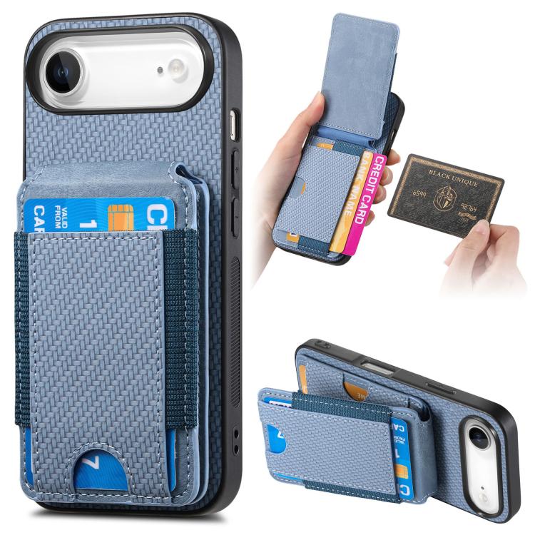 Carbon Fiber Vertical Flip Wallet Stand Phone Case