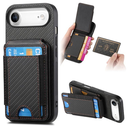 Carbon Fiber Vertical Flip Wallet Stand Phone Case