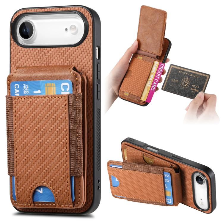 Carbon Fiber Vertical Flip Wallet Stand Phone Case