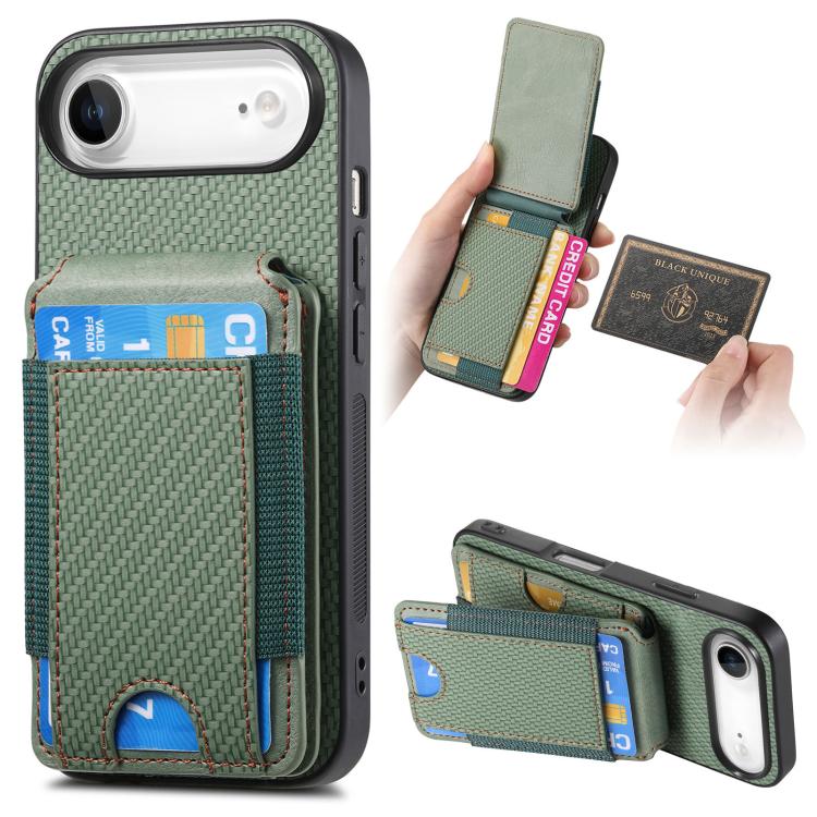 Carbon Fiber Vertical Flip Wallet Stand Phone Case