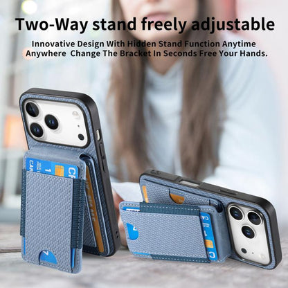 Carbon Fiber Vertical Flip Wallet Stand Phone Case, For iPhone 18 Pro / 17 Pro, For iPhone 18 Pro Max / 17 Pro Max, For iPhone 17e / 16e, For iPhone 17