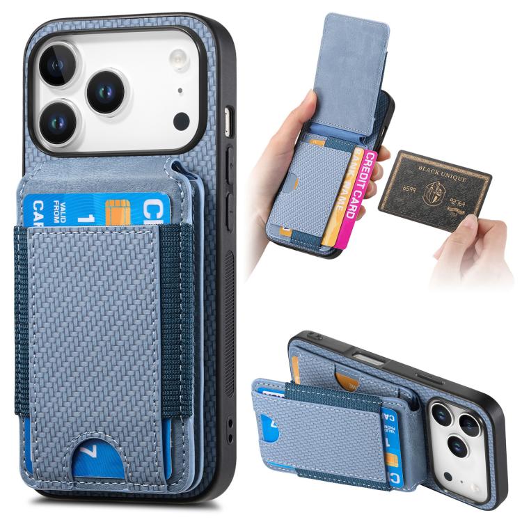 Carbon Fiber Vertical Flip Wallet Stand Phone Case, For iPhone 18 Pro / 17 Pro, For iPhone 18 Pro Max / 17 Pro Max, For iPhone 17e / 16e, For iPhone 17