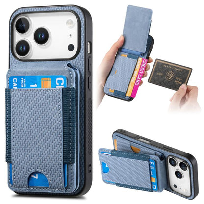 Carbon Fiber Vertical Flip Wallet Stand Phone Case, For iPhone 18 Pro / 17 Pro, For iPhone 18 Pro Max / 17 Pro Max, For iPhone 17e / 16e, For iPhone 17