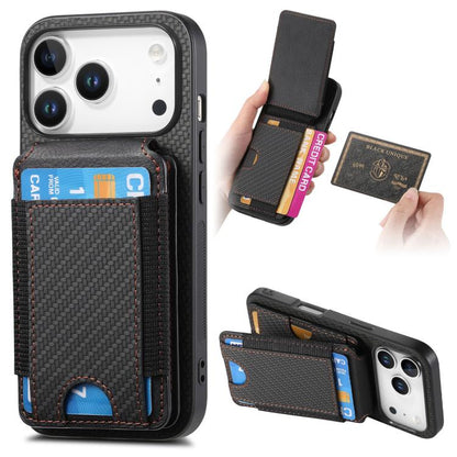 Carbon Fiber Vertical Flip Wallet Stand Phone Case, For iPhone 18 Pro / 17 Pro, For iPhone 18 Pro Max / 17 Pro Max, For iPhone 17e / 16e, For iPhone 17