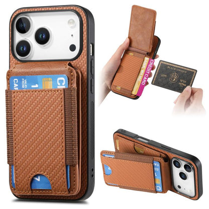 Carbon Fiber Vertical Flip Wallet Stand Phone Case, For iPhone 18 Pro / 17 Pro, For iPhone 18 Pro Max / 17 Pro Max, For iPhone 17e / 16e, For iPhone 17