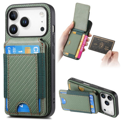 Carbon Fiber Vertical Flip Wallet Stand Phone Case, For iPhone 18 Pro / 17 Pro, For iPhone 18 Pro Max / 17 Pro Max, For iPhone 17e / 16e, For iPhone 17