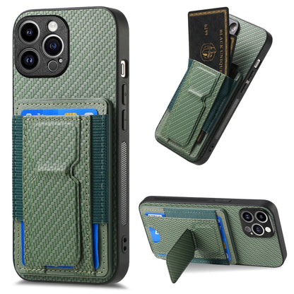 Carbon Fiber Fold Stand Elastic Card Bag Phone Case, For iPhone 14 Pro Max, For iPhone 7 / 8 / SE 2022, For iPhone 13 Pro Max, For iPhone 13 Pro
