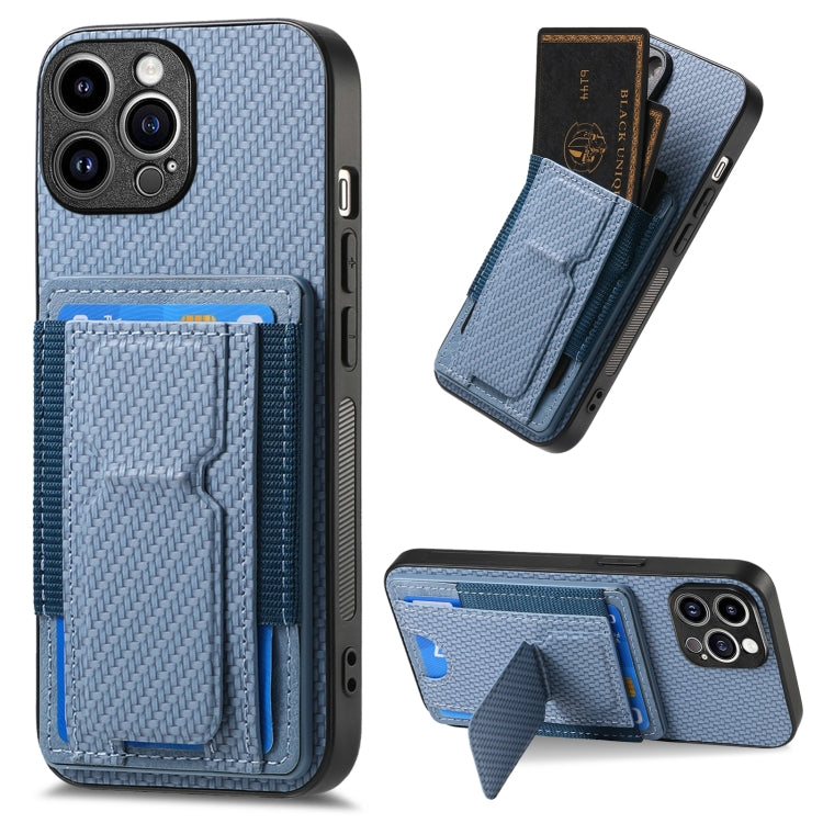 Carbon Fiber Fold Stand Elastic Card Bag Phone Case, For iPhone 14 Pro Max, For iPhone 7 / 8 / SE 2022, For iPhone 13 Pro Max, For iPhone 13 Pro