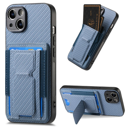 Carbon Fiber Fold Stand Elastic Card Bag Phone Case, For iPhone 14 Pro Max, For iPhone 13 Pro Max, For iPhone 13 Pro, For iPhone 13