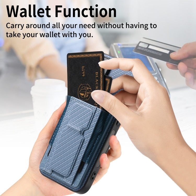 Carbon Fiber Fold Stand Elastic Card Bag Phone Case, For iPhone 13, For iPhone 12, For iPhone 12 Pro Max, For iPhone 12 Pro