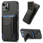Carbon Fiber Fold Stand Elastic Card Bag Phone Case, For iPhone 13, For iPhone 12, For iPhone 12 Pro Max, For iPhone 12 Pro
