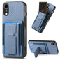 Carbon Fiber Fold Stand Elastic Card Bag Phone Case, For iPhone XR, For iPhone XS Max, For iPhone 7 Plus / 8 Plus, For iPhone 6 Plus / 6s Plus