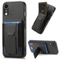 Carbon Fiber Fold Stand Elastic Card Bag Phone Case, For iPhone XR, For iPhone XS Max, For iPhone 7 Plus / 8 Plus, For iPhone 6 Plus / 6s Plus