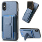 Carbon Fiber Fold Stand Elastic Card Bag Phone Case, For iPhone XR, For iPhone XS Max, For iPhone 7 Plus / 8 Plus, For iPhone 6 Plus / 6s Plus