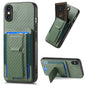 Carbon Fiber Fold Stand Elastic Card Bag Phone Case, For iPhone XR, For iPhone XS Max, For iPhone 7 Plus / 8 Plus, For iPhone 6 Plus / 6s Plus