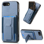 Carbon Fiber Fold Stand Elastic Card Bag Phone Case, For iPhone 14 Pro Max, For iPhone 7 / 8 / SE 2022, For iPhone 13 Pro Max, For iPhone 13 Pro