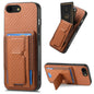 Carbon Fiber Fold Stand Elastic Card Bag Phone Case, For iPhone 14 Pro Max, For iPhone 7 / 8 / SE 2022, For iPhone 13 Pro Max, For iPhone 13 Pro
