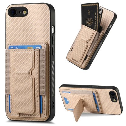 Carbon Fiber Fold Stand Elastic Card Bag Phone Case, For iPhone 14 Pro Max, For iPhone 7 / 8 / SE 2022, For iPhone 13 Pro Max, For iPhone 13 Pro