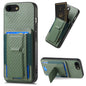 Carbon Fiber Fold Stand Elastic Card Bag Phone Case, For iPhone 14 Pro Max, For iPhone 7 / 8 / SE 2022, For iPhone 13 Pro Max, For iPhone 13 Pro