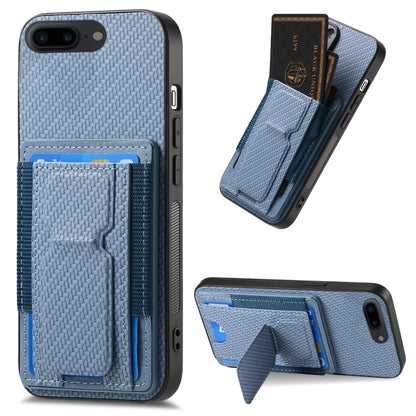 Carbon Fiber Fold Stand Elastic Card Bag Phone Case, For iPhone XR, For iPhone XS Max, For iPhone 7 Plus / 8 Plus, For iPhone 6 Plus / 6s Plus